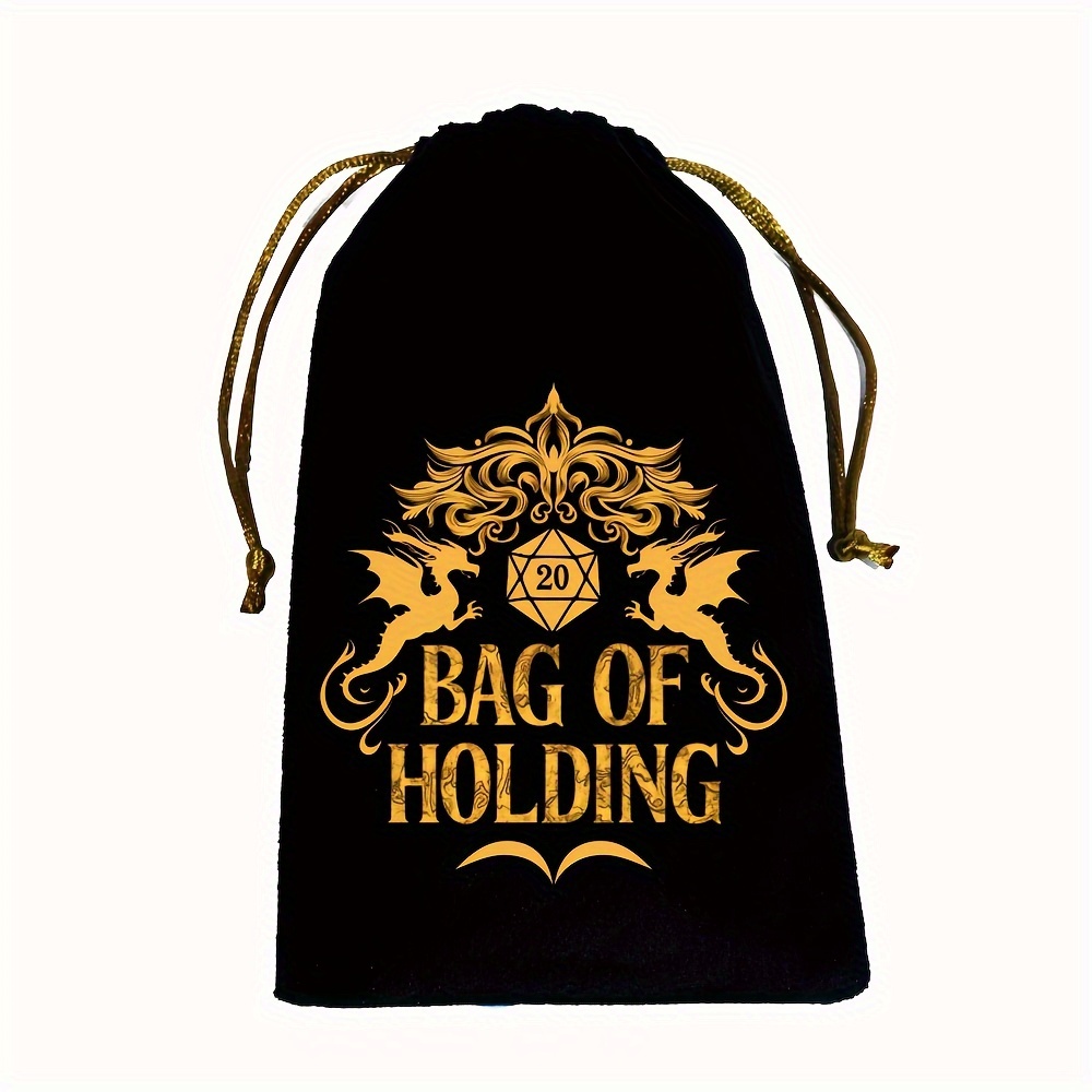 Image of Bag Of Holding Dragon Dice Black Velvet Drawstring Dice Bag, Storage Bag, Card Organizer Pouch, Item Jewelry Pouch Gift Bag
