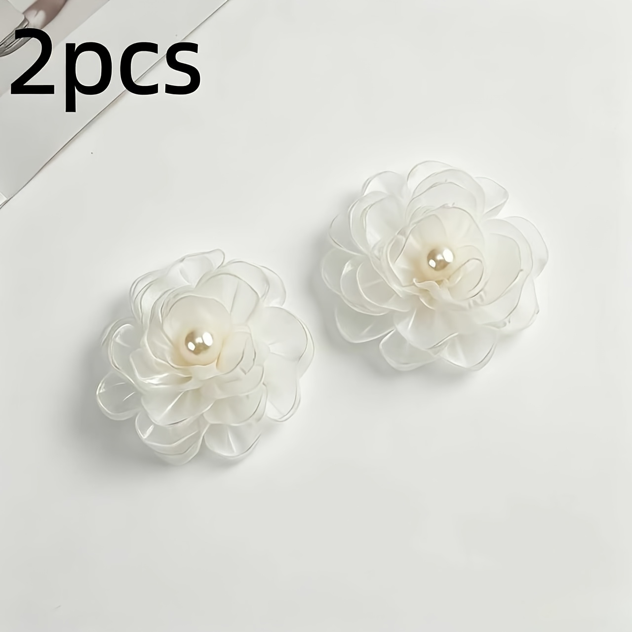 TEMU Pack Of 2 Artificial Fabric Roses, Suitable For Hairpins, Shoe Decorations And Handmade Materials, Suitable For Christmas, Weddings, Valentine's