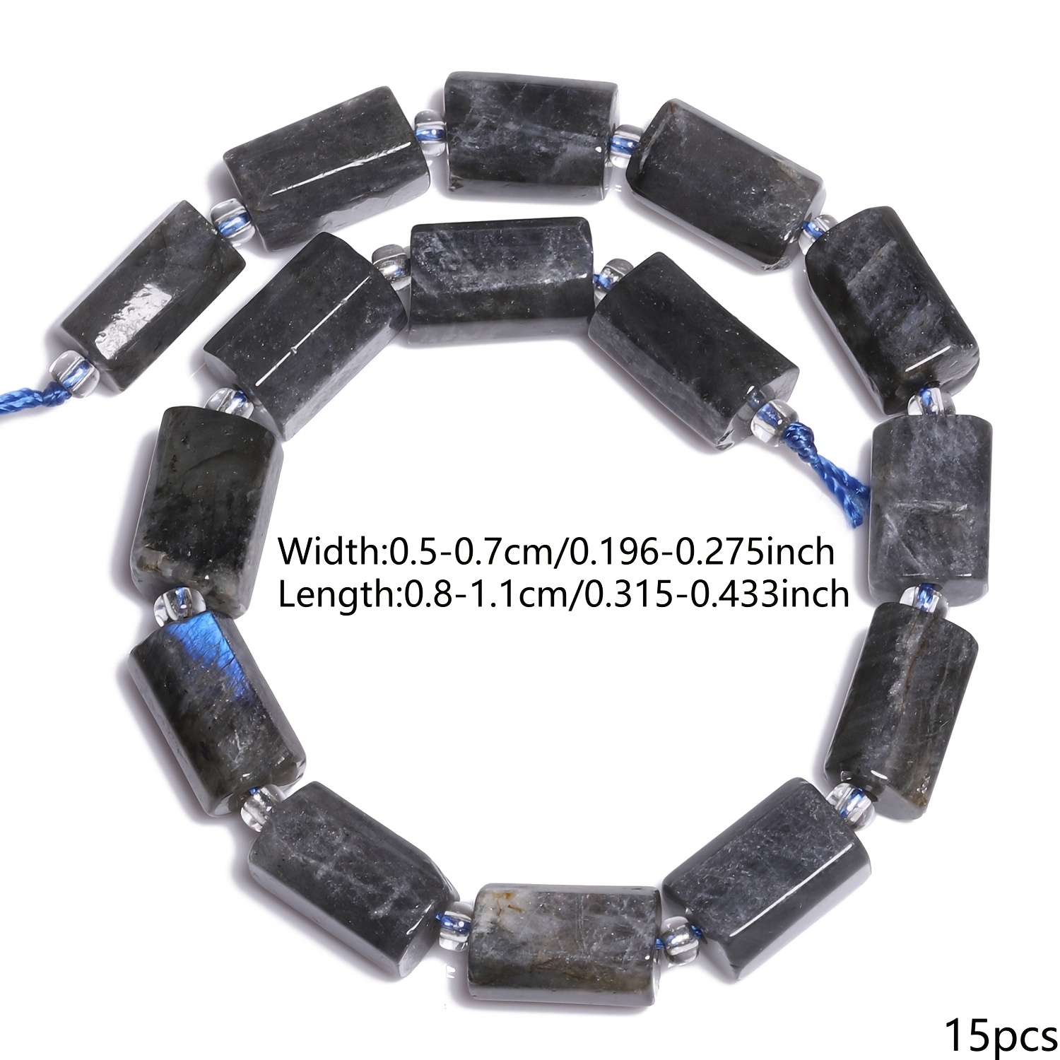 TEMU Loose Spacer Beads Made Of Black Labradorite, Measuring 8x11mm, Suitable For Jewelry Projects Like Bracelets And Earrings, In Assortments Of 7.5