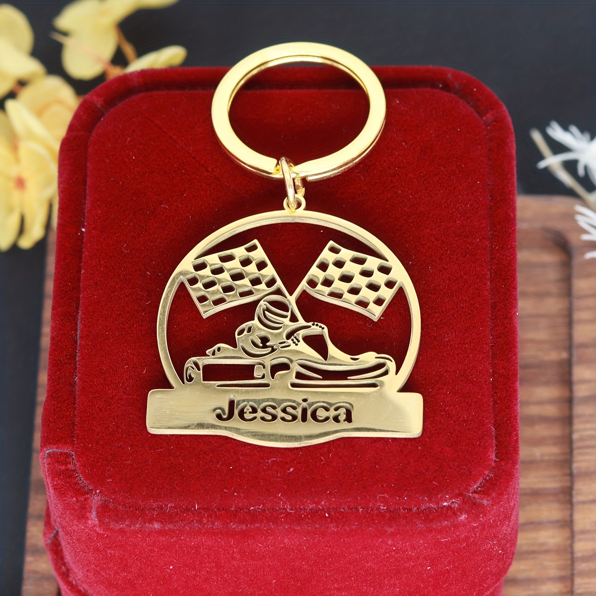 TEMU Custom Name Keyring With Laser Engraved Nameplate Keychain, Father's Gift Personalized Stainless Steel Keychain, Best For Christmas, Perfect For