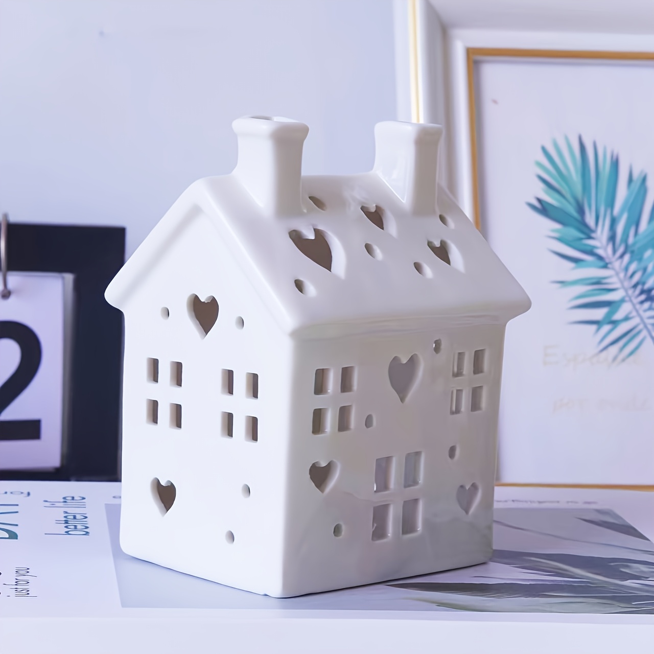 TEMU Una affascinante decorazione per la casa a forma di in ceramica - Stile , versatile per uso interno/esterno, perfetta per decorazioni festive,