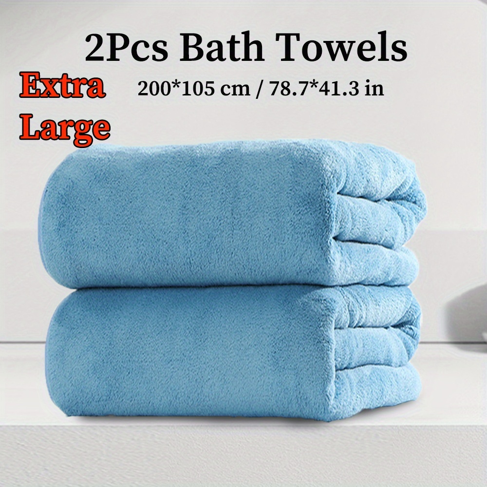 TEMU 2pcs Extra Large Bath Towel Set,colorful Microfiber Bath Towels, 200cm*105cm/78.7*41.3in, Good Absorbency, Fluffy And Soft, Family Set, Suitable