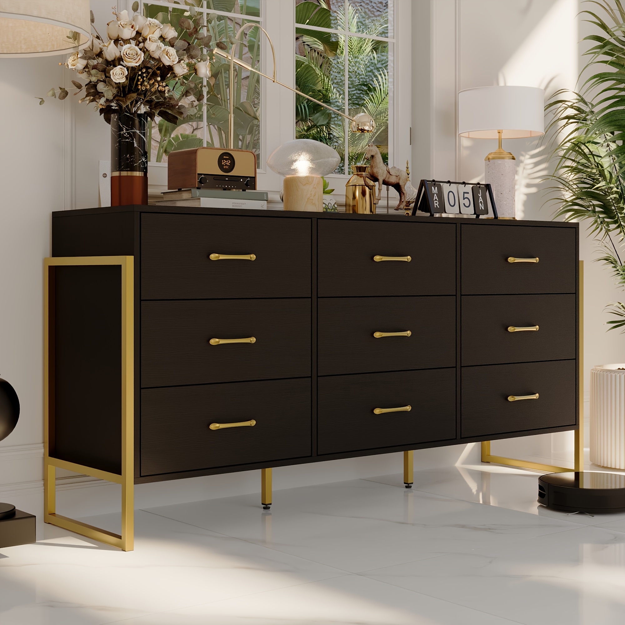 little black dress chanel EDX 9 Drawer Dresser, Wide Chest of Drawers Nightstand Storage Tower S main image 0