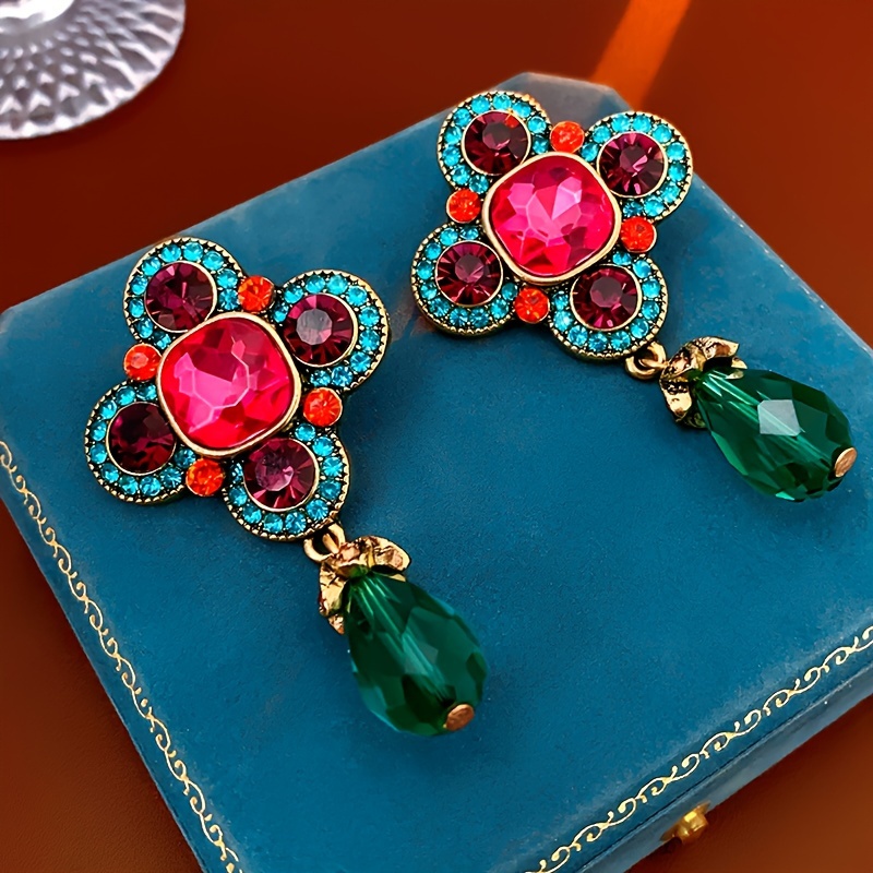 TEMU A Pair Of European And American Fashionable, Ornate, Mid-century Modern Drop Earrings, Suitable For Women' Wear, Travel, Banquets, And As Gifts Or Jewelry