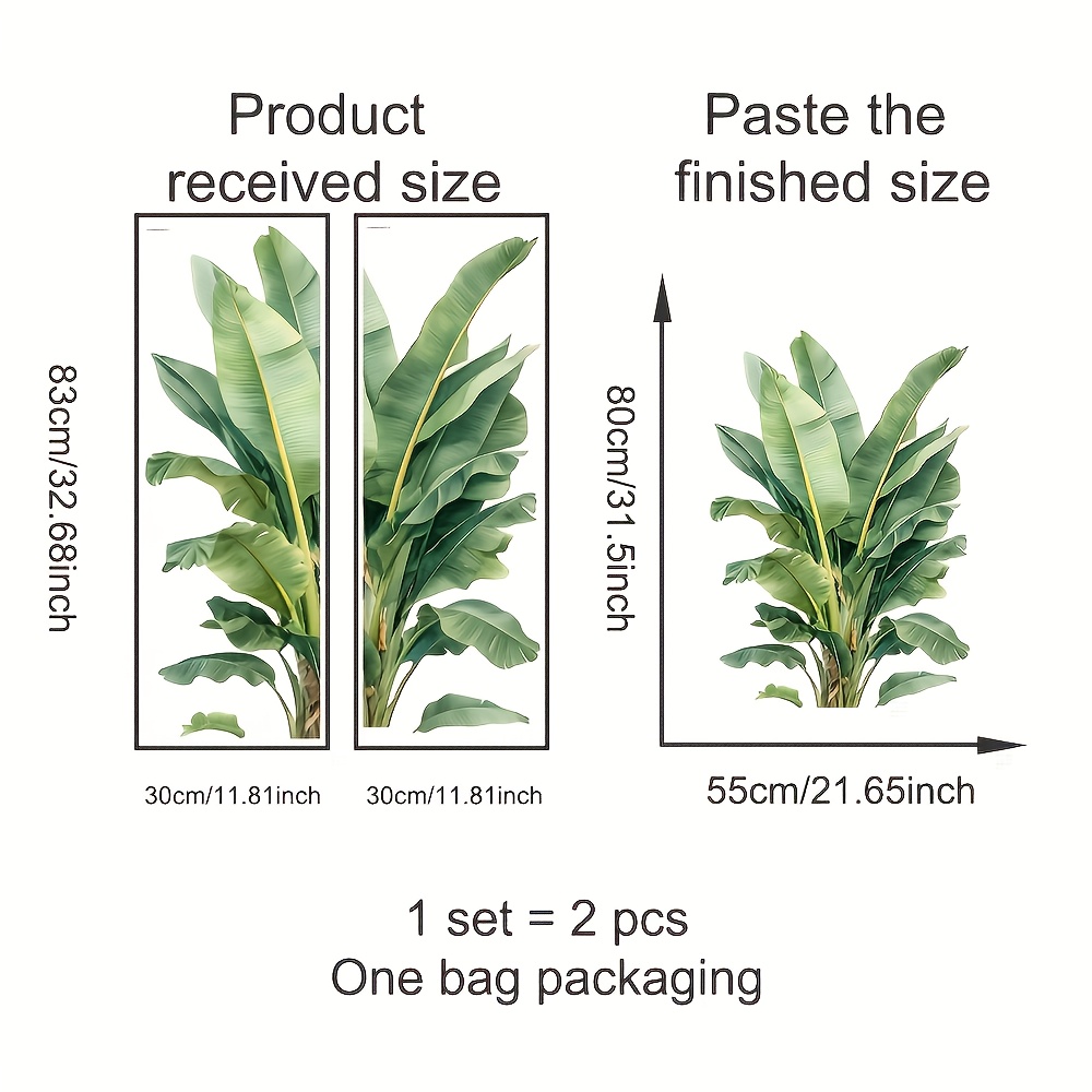 Image of Removable Wall Sticker Leaf Wall Decal, Fresh Leaves Wall Decals For Living Room Sofa Tv Background Wall Decor, Spring New Arrival, Seasonal Home Offic Decor Gifts