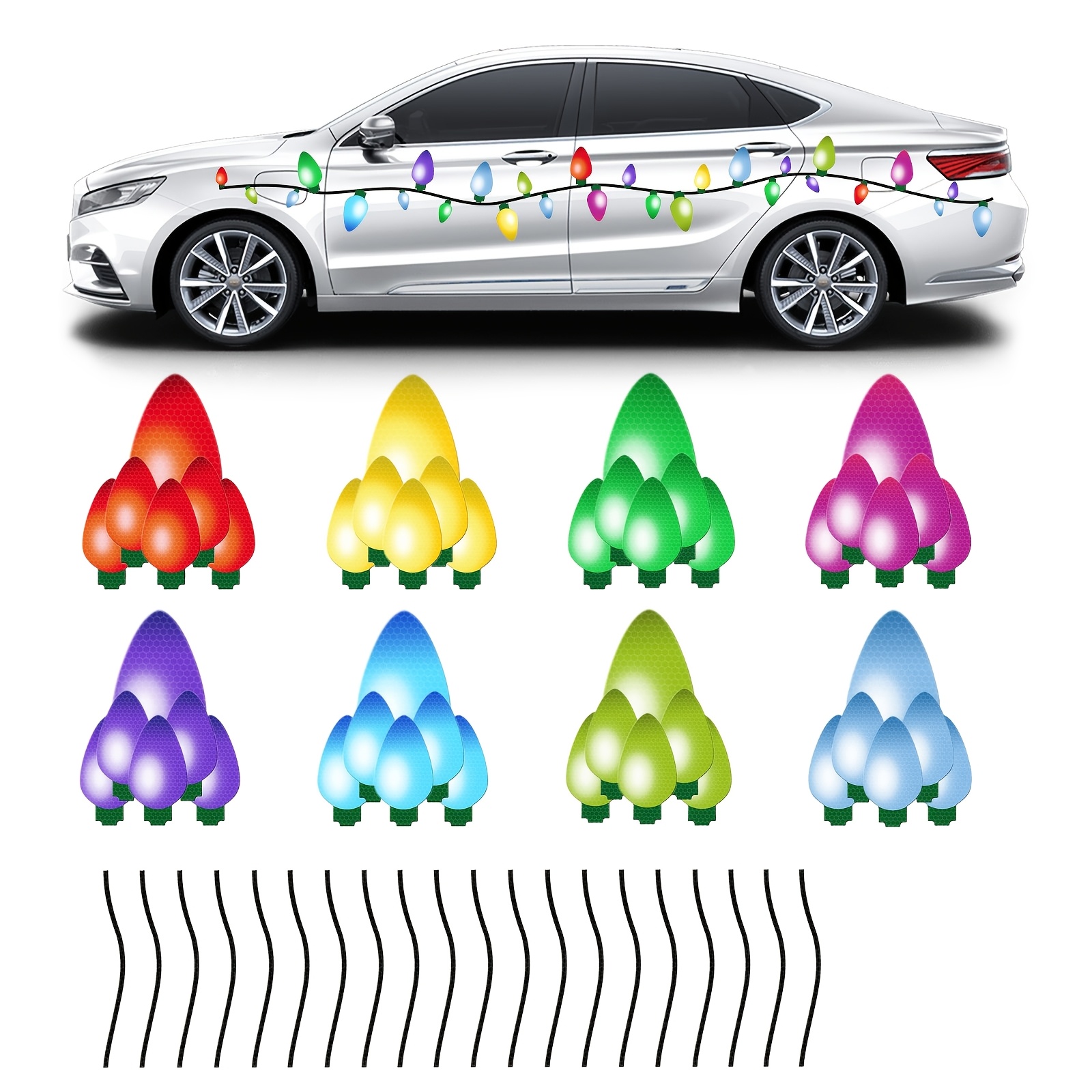 

68pcs Christmas Car Decals, Reflective , Reusable Magnets, For & Metal