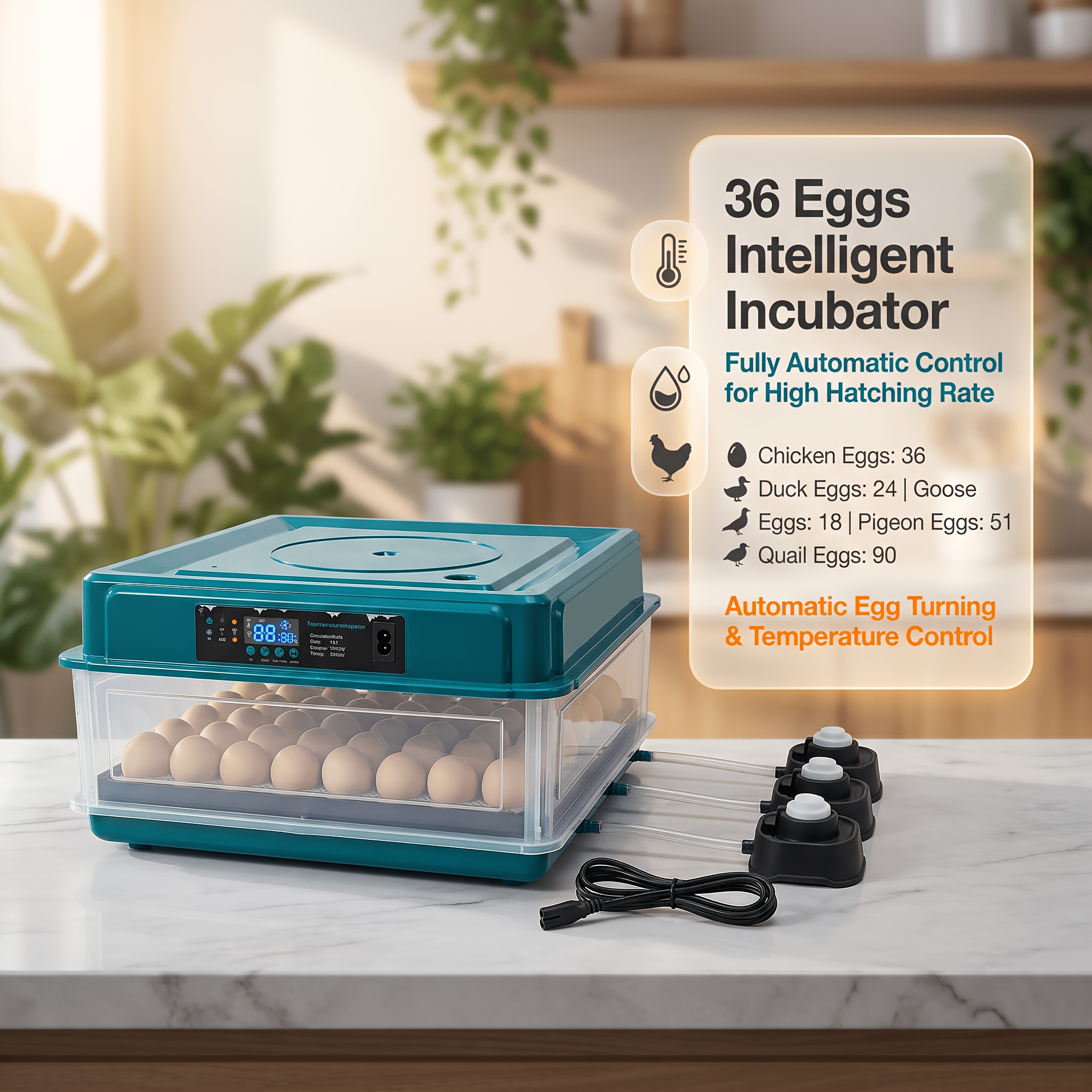 Image of 9/15/24/36 Eggs Incubator With Drawer Type Eggincubator With Automatic Water Waterbed Replenishment And Temperature Contro
