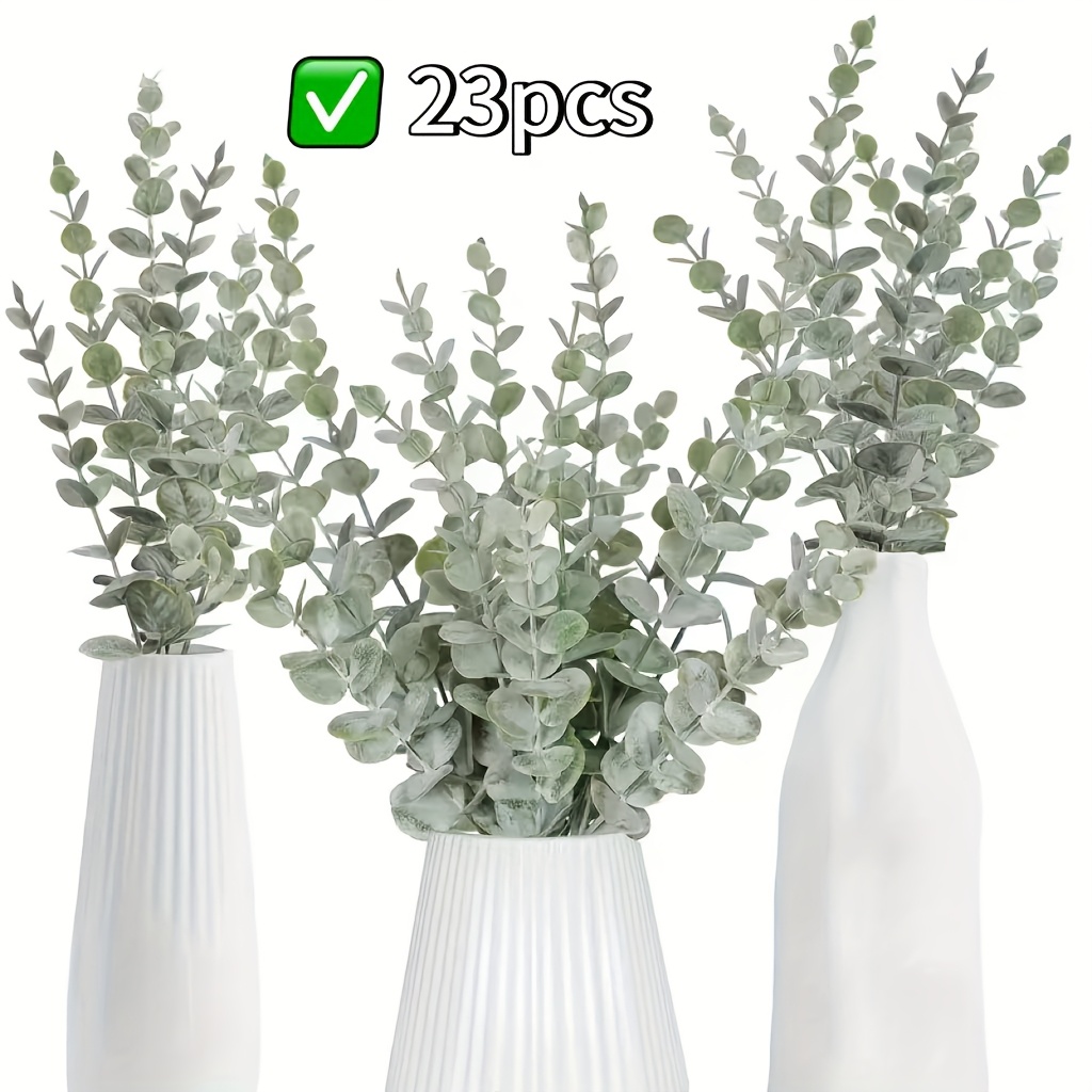 23pcs artificial eucalyptus stems with leaf branches realistic   plants long length for weddings spring easter christmas decor durable plastic foliage suitable for weddings tabletop centerpieces year round decorations no container