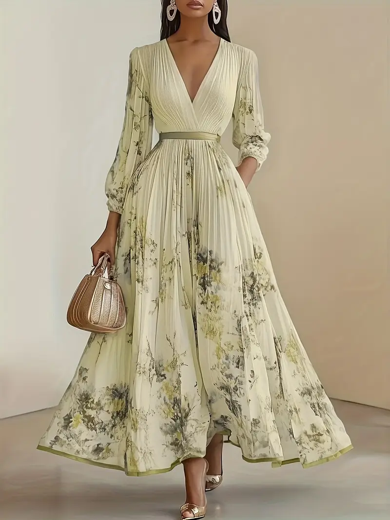 elegant olive neck a line dress with lace detailing top hem machine washable pleated skirt design for weddings parties and formal events high quality fabric bridesmaids and special occasions wedding dresses for bride party attire sophisticated style intricate Product details 2
