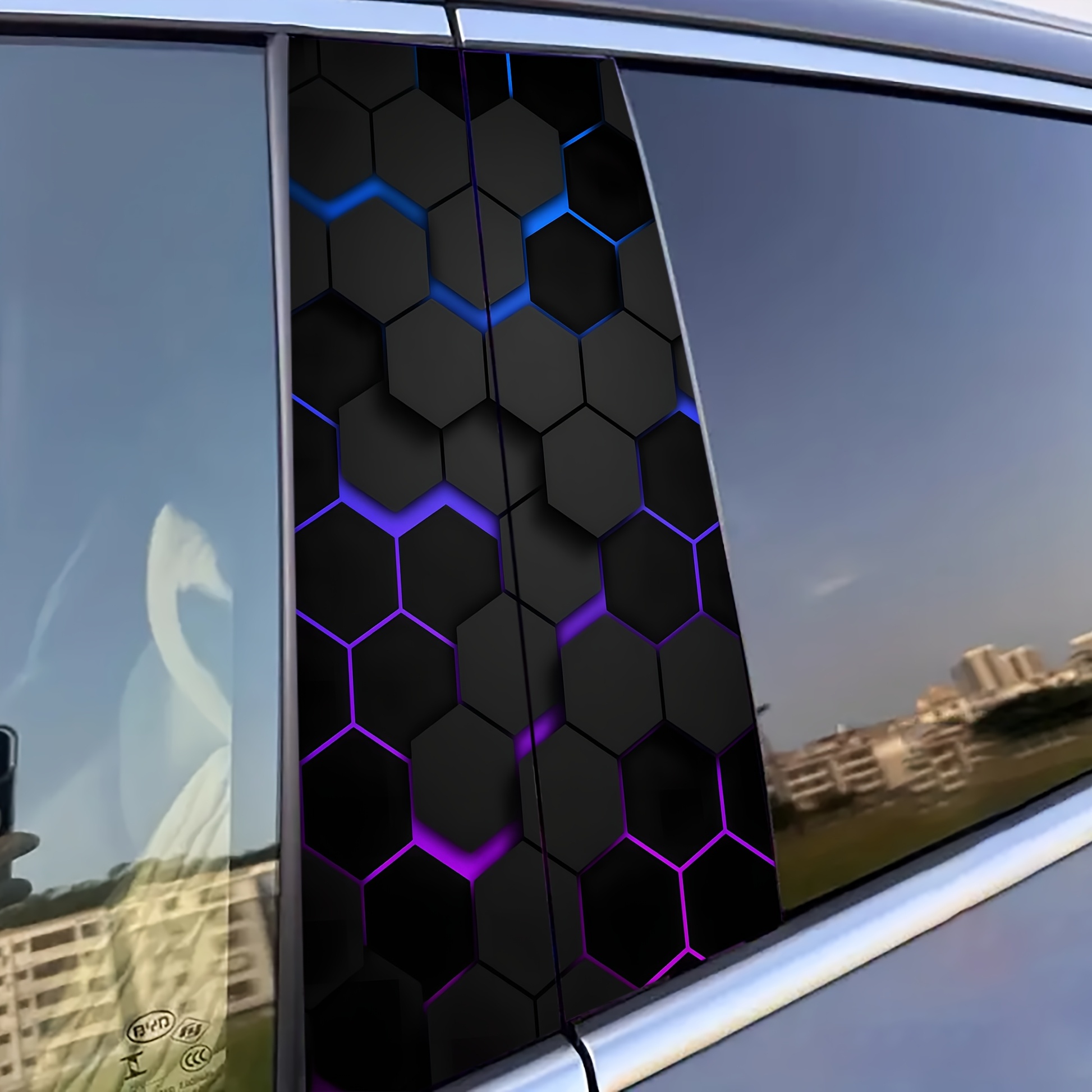 

2pcs Laser Vinyl Car Decals, Self-adhesive Space-themed Rectangle Stickers For Front B-pillar, Door, Plastic, Glass, Metal, Ceramic - Single Use, -resistant Auto Parts