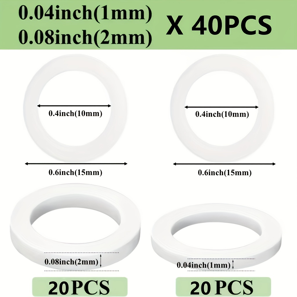 E-shop 40-teiliges praktisches Set Türzubehörringe, Ringstärke 1 mm 2 mm, Durchmesser 10,2 mm – Geeignet für alle Türen – Ultra-stabiler Kunststoff –