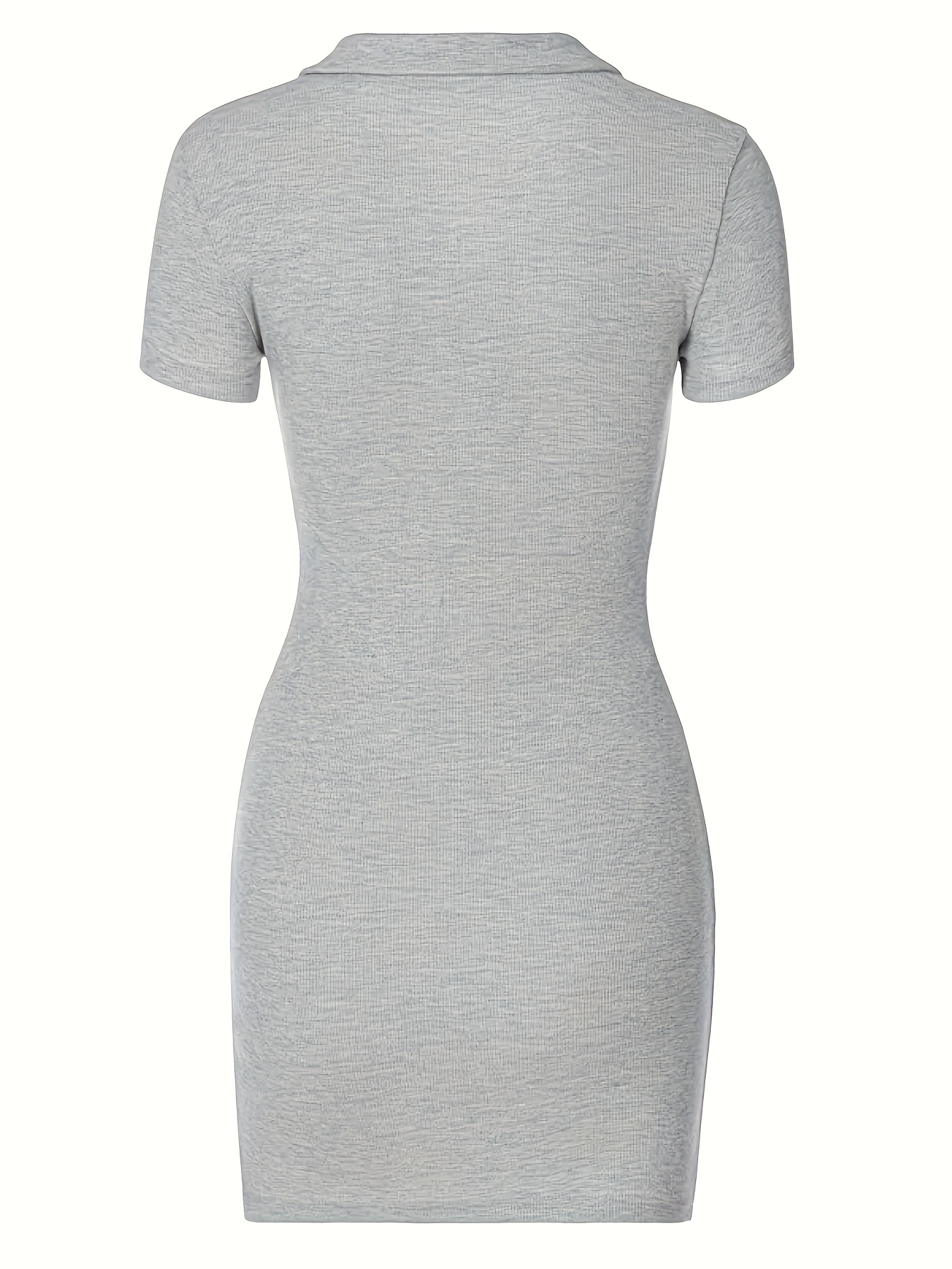 grey bodycon dress short sleeve Eyelet Grey Short Sleeve Dress with Plunge Neckline and Trim – Dr Faust main image 0