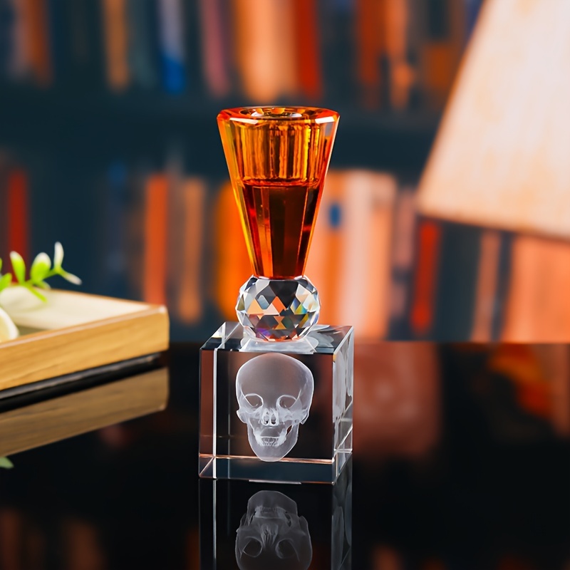 Top Glass Crystal Skull Candle Holder