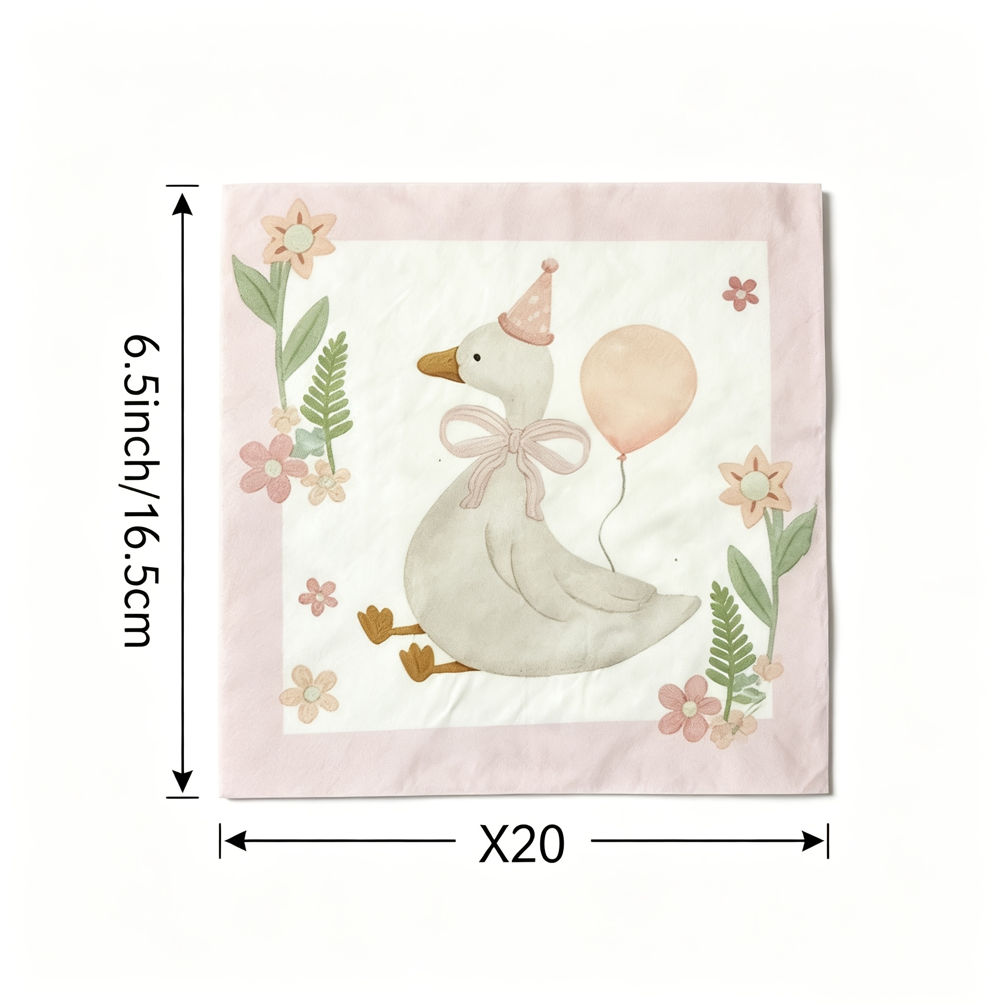 Image of A Set Of 20pcs, Pink Silly Goose Themed Party Disposable Paper Napkins, For School For Halloween、christmas