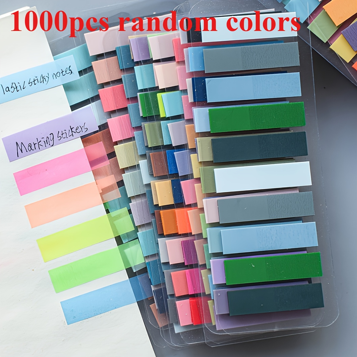 E-shop 1000 Stück Vintage & Fluoreszierende Transparente Haftnotizen - Morandi-Farbcode-Flaggen, 28 Verschiedene Farben, Rechteckige Form mit