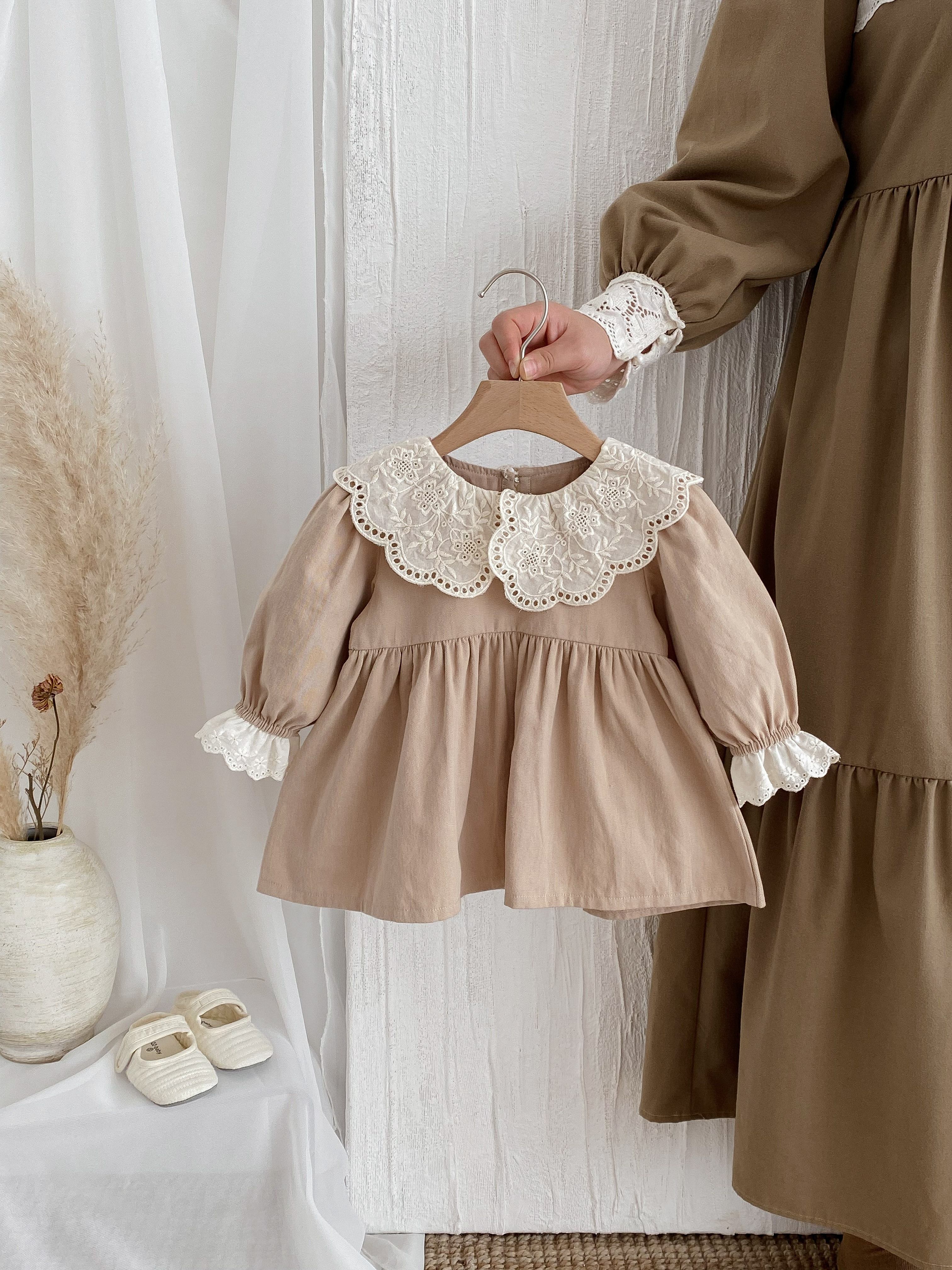 Prendas Cuello Bebe Vestido Vestido Algodón Adorable Bebé Niña Estilo  Preppy Cuello Temu Brazil