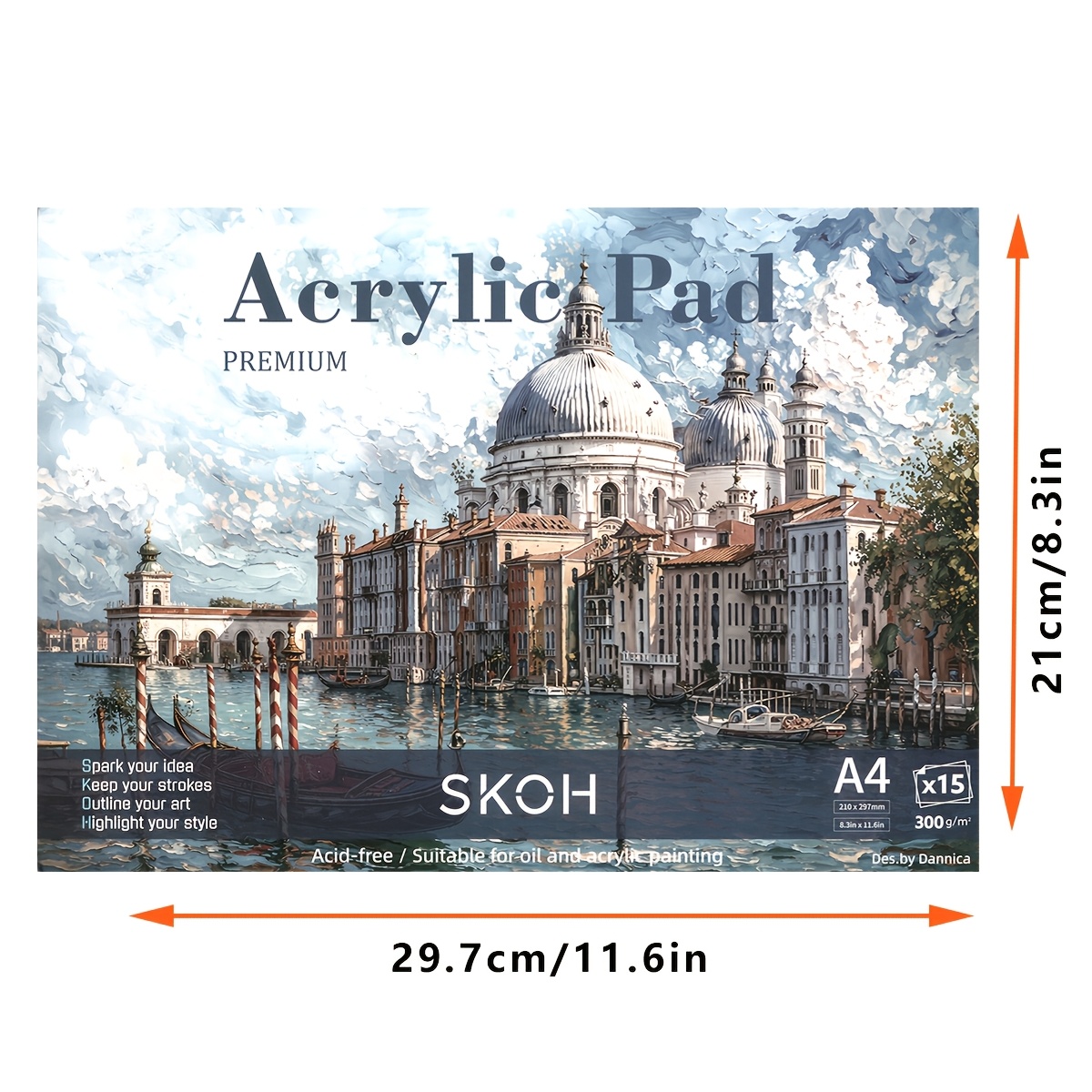 TEMU Carnet de grand format à reliure colle, carnet de pour peinture à l'huile, carnet de pour peinture acrylique - Format A4, couverture épaisse de