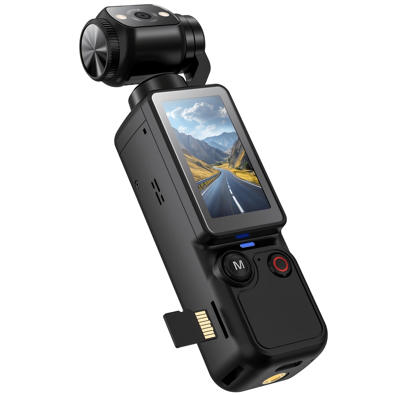 Žepna Kamera z 1.9" Zaslonom & 180° Rotacijo - 4K Video Snemanje, 32GB Kartica, USB-C Polnjenje, Digitalna Stabilizacija, Avtomatski Fokus,