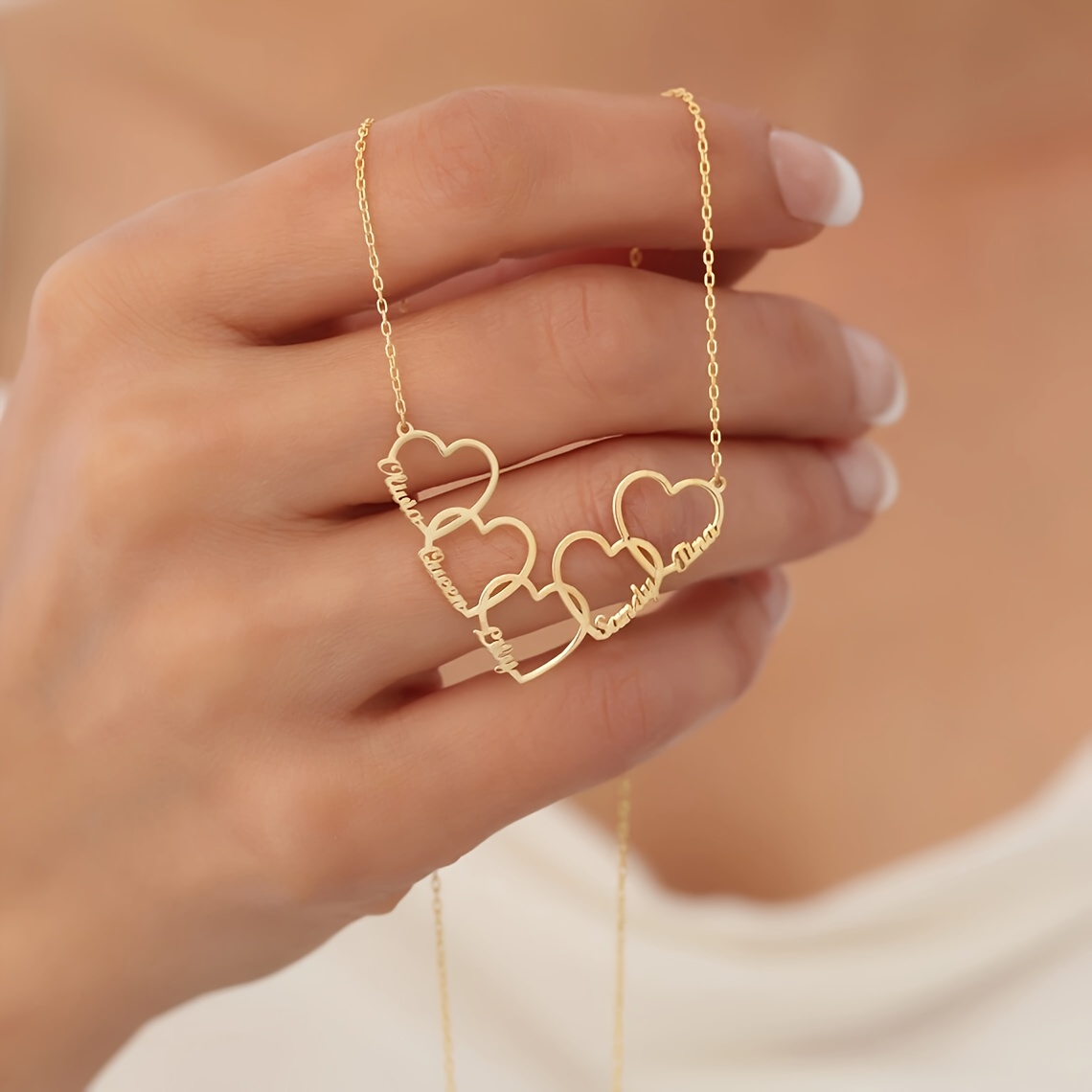 E-shop Individuelles " Name" Halsband, personalisiertes Herz Multi-Namen Halsband, "Forever " Edelstahl Halskette, beliebte Schmuckstücke für Damen,