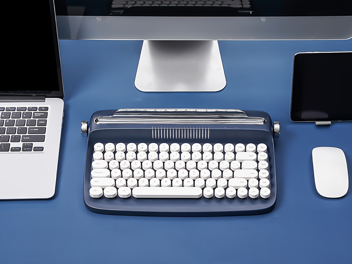 1pc retro wireless bt aesthetic keyboard ergonomic round multi device hotkeys media keys with adjustable stand non rechargeable aaa battery for 36 operating voltage details 12
