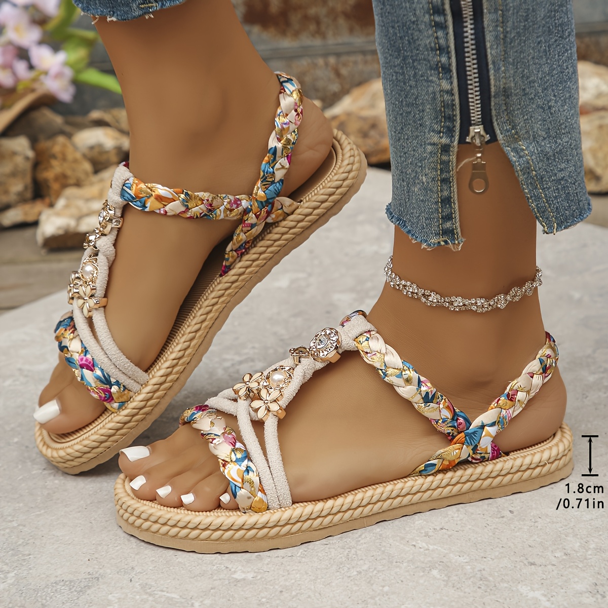 multicolor sandals sold on Temu United States