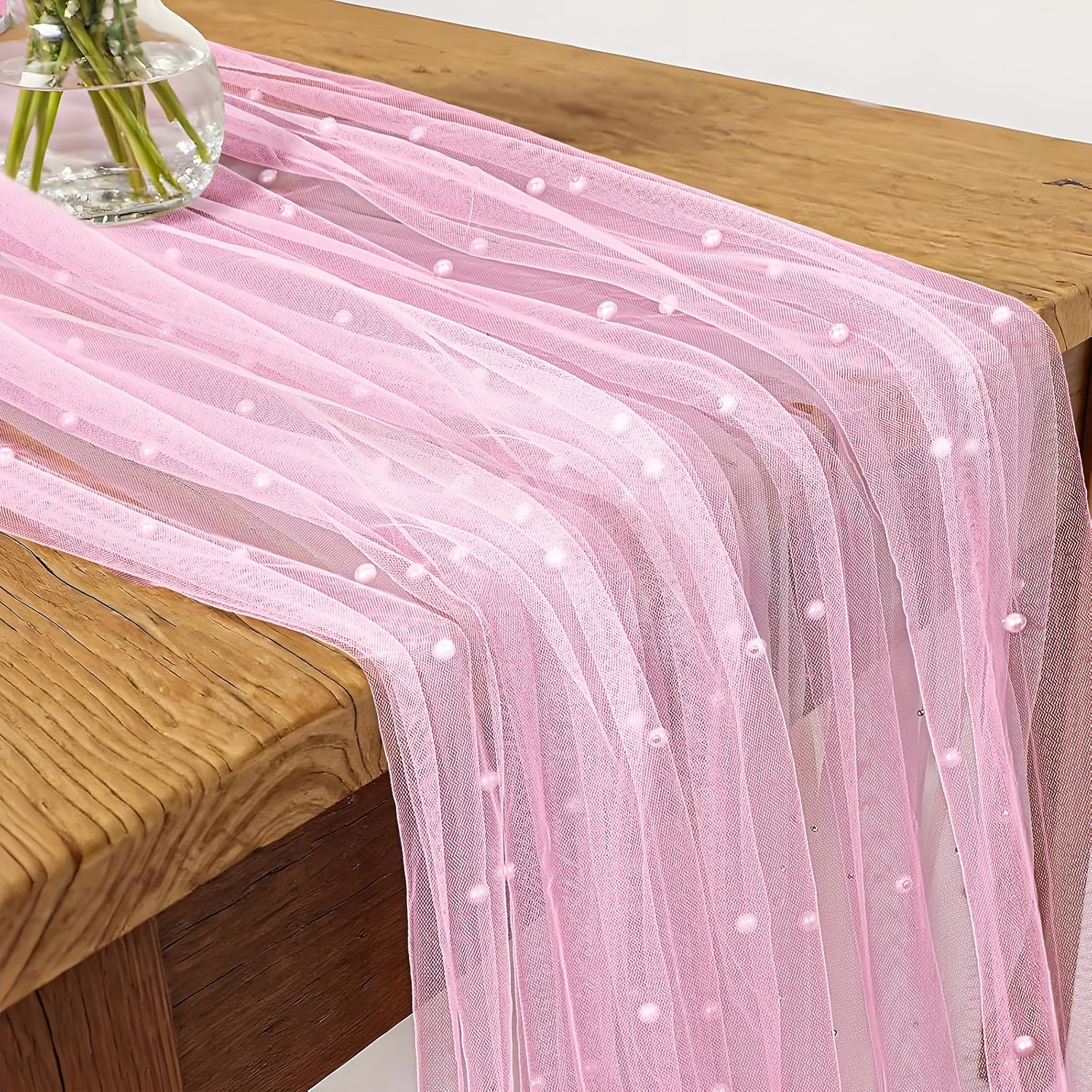 E-shop 1 Stück Transparenter Tüll-Chiffon Tischläufer & Hochzeitsbogen-Schleier Dekoration – Geeignet für Hochzeitsbogen, Brautschleier, Desserttisch,