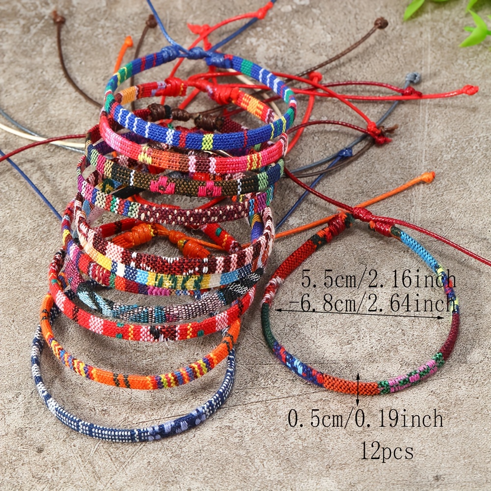 12/24/36pcs Set Bohemian Colored Hand Rope Random Styles