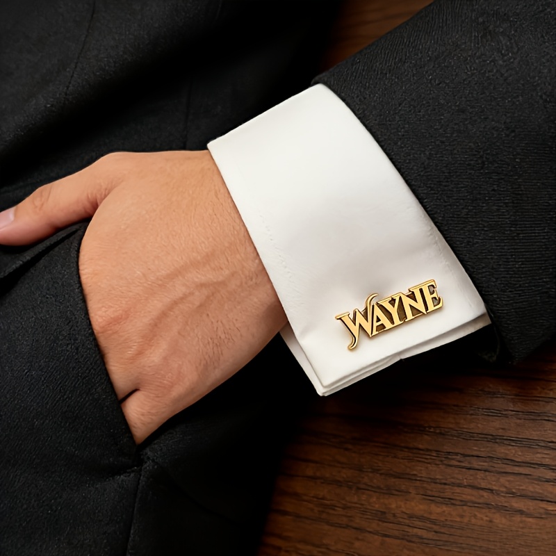 TEMU [customized] Personalized Custom Name Cufflinks | 304 Stainless Steel Name Cufflinks / Popular Fashionable Name Cufflinks, Suitable For Men's