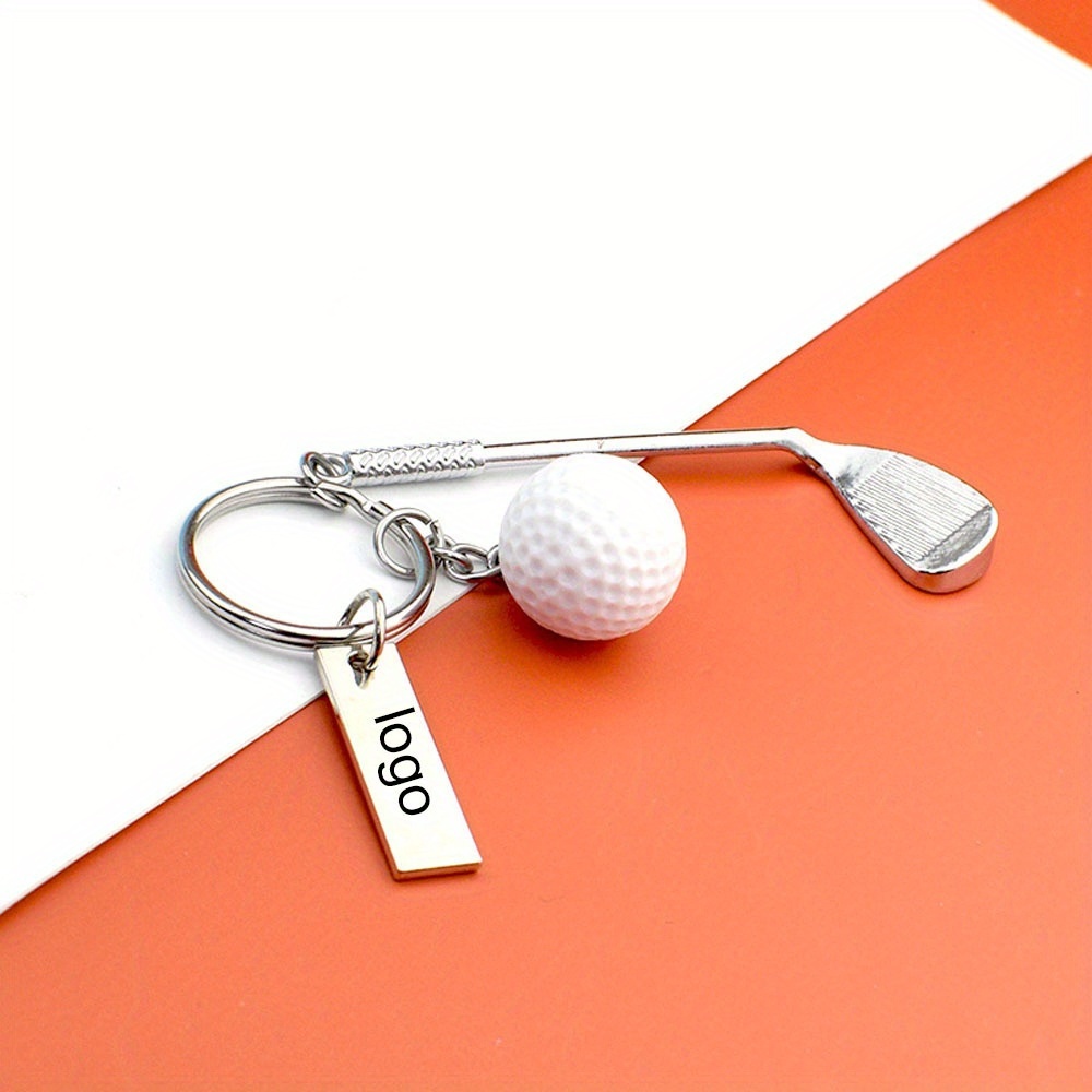 TEMU 1pc Personalized Golf Keychain - Custom Engraved Name/message, Heavy-duty Metal Golf Club & Ball Charm, Putter- Ring For Men, Golfers - Father's
