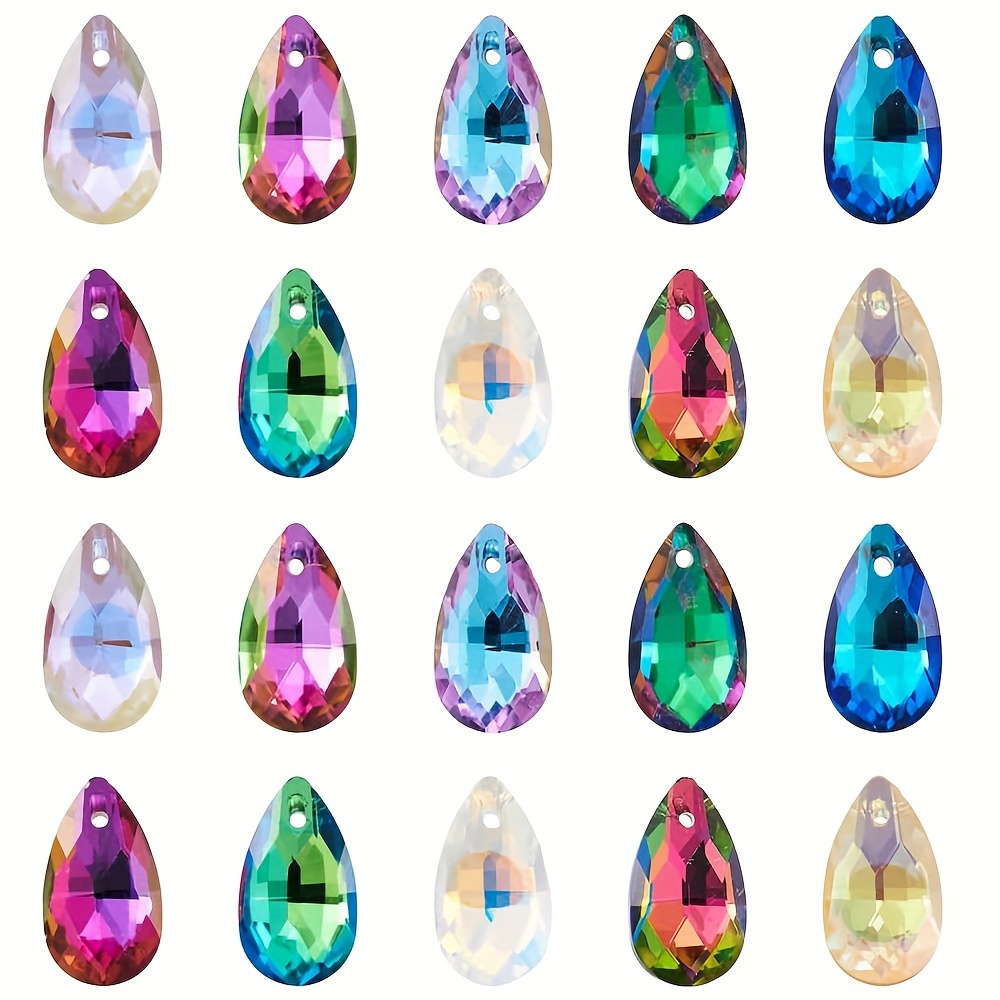 Image of 100pcs 16x9mm Teardrop Shaped Ab Color Inlaid With Glass Beads For Jewelry Making Diy Special Earrings Necklace Charm Handmade