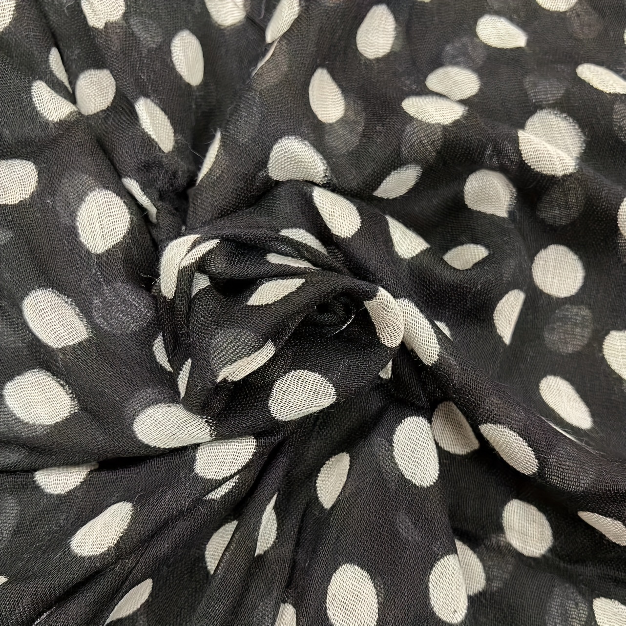 TEMU Polka Dot Viscose Scarf With Fringe -