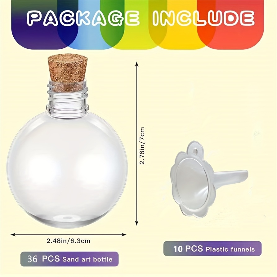 Image of 36pcs 100ml Cork-stoppered Funnels Round Bulb Plastic Bottles Spherical Christmas Balls Sand Art Decor Bottles For Wedding Holiday Party Gift Bottles