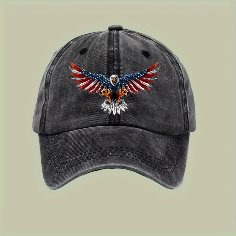 

Embossed Eagle Patriotic Cotton Baseball Cap, 100% Cotton, , Sun Protection, Machine Washable, Casual Outdoor Sports Trucker Cap With Curved