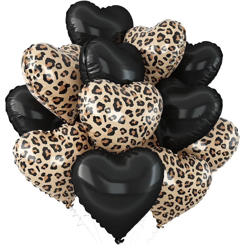 12 18 Inch Print Heart-shaped Balloons, Leopard Print Heart-shaped Foil Balloons, Birthday Parties, Anniversaries, Wedding Engagements, Jungle Party Decorations