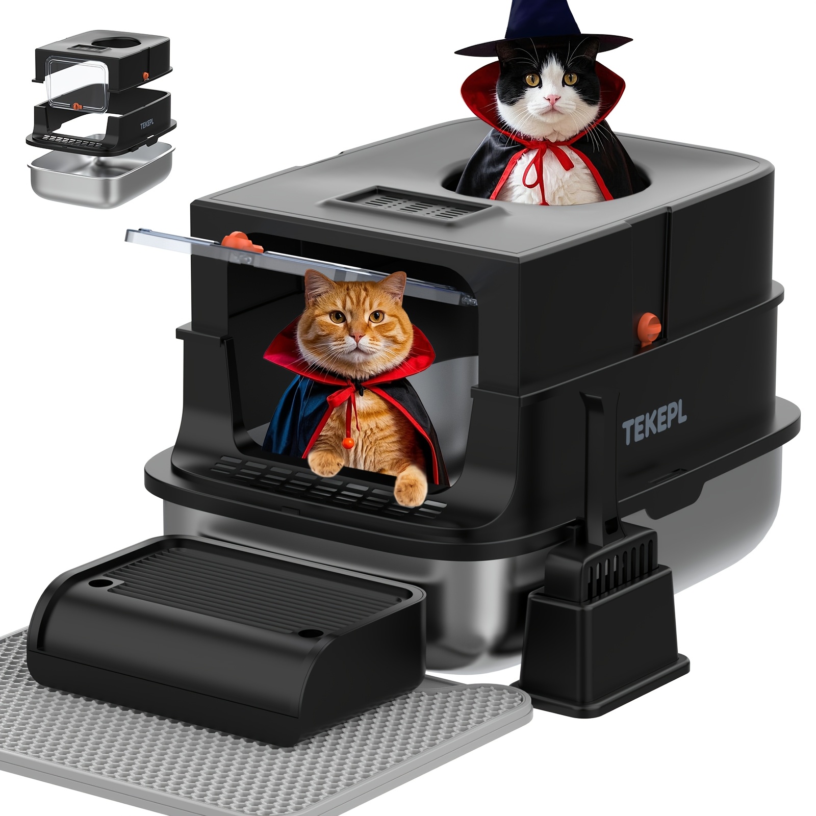 stainless steel litter box enclosed sold on Temu United States