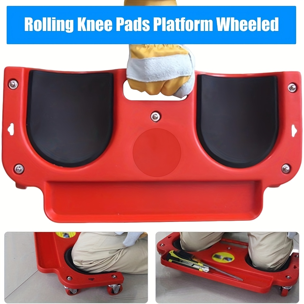 multi-functional abs rolling knee pad platform with built-in tool tray - comfortable kneeling mat for technicians, carpenters, flooring installation, and auto repair Product details 0