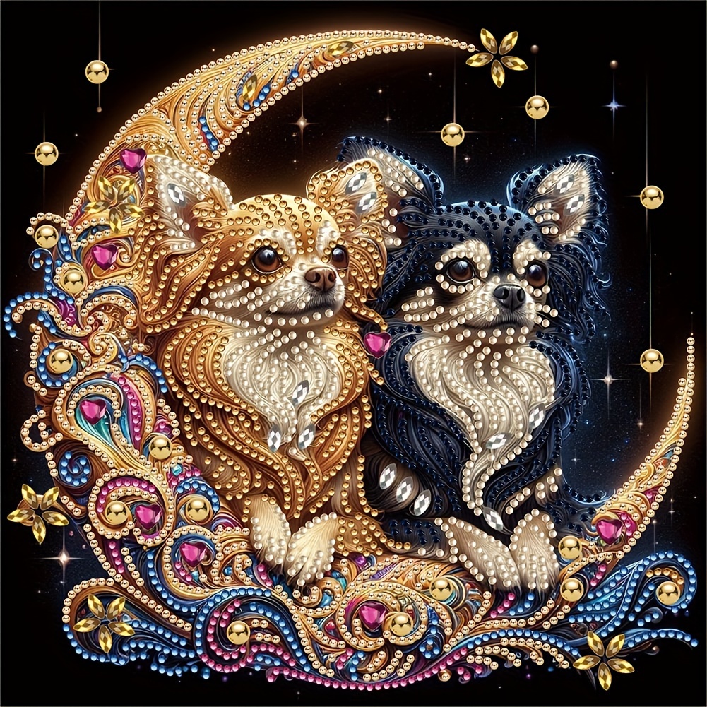 

Round Diamond Painting Kit 40x40 Cm - 5d Diy Chihuahua Dogs Acrylic Craft Full Drill Embroidery Art - Handmade Wall Decor For Home And Office