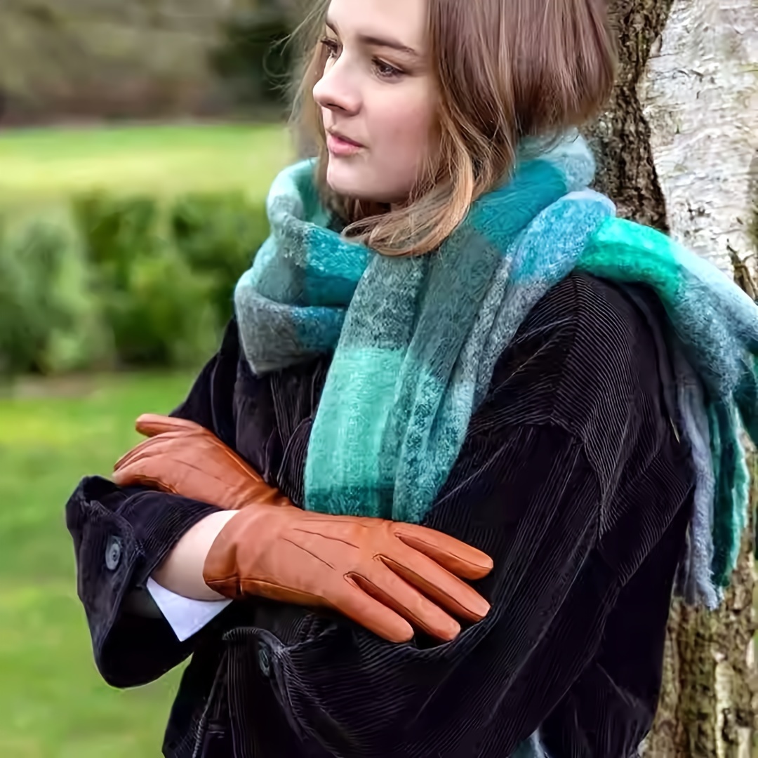 

Women’s Genuine Leather Gloves - Warm, Non-slip, Bohemian Style For Autumn & Winter | Short Sheep Leather Gloves For Driving, Cycling, Hiking & Festivals | Perfect Gift For