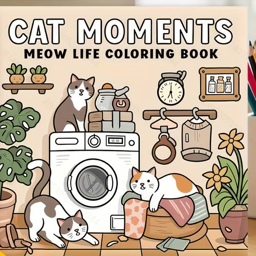 cat daily life a coloring 7 9x7 9 inches 24 pages of adorable illustrations high quality stress relief for adults gifts for valentines day easter and birthdays
