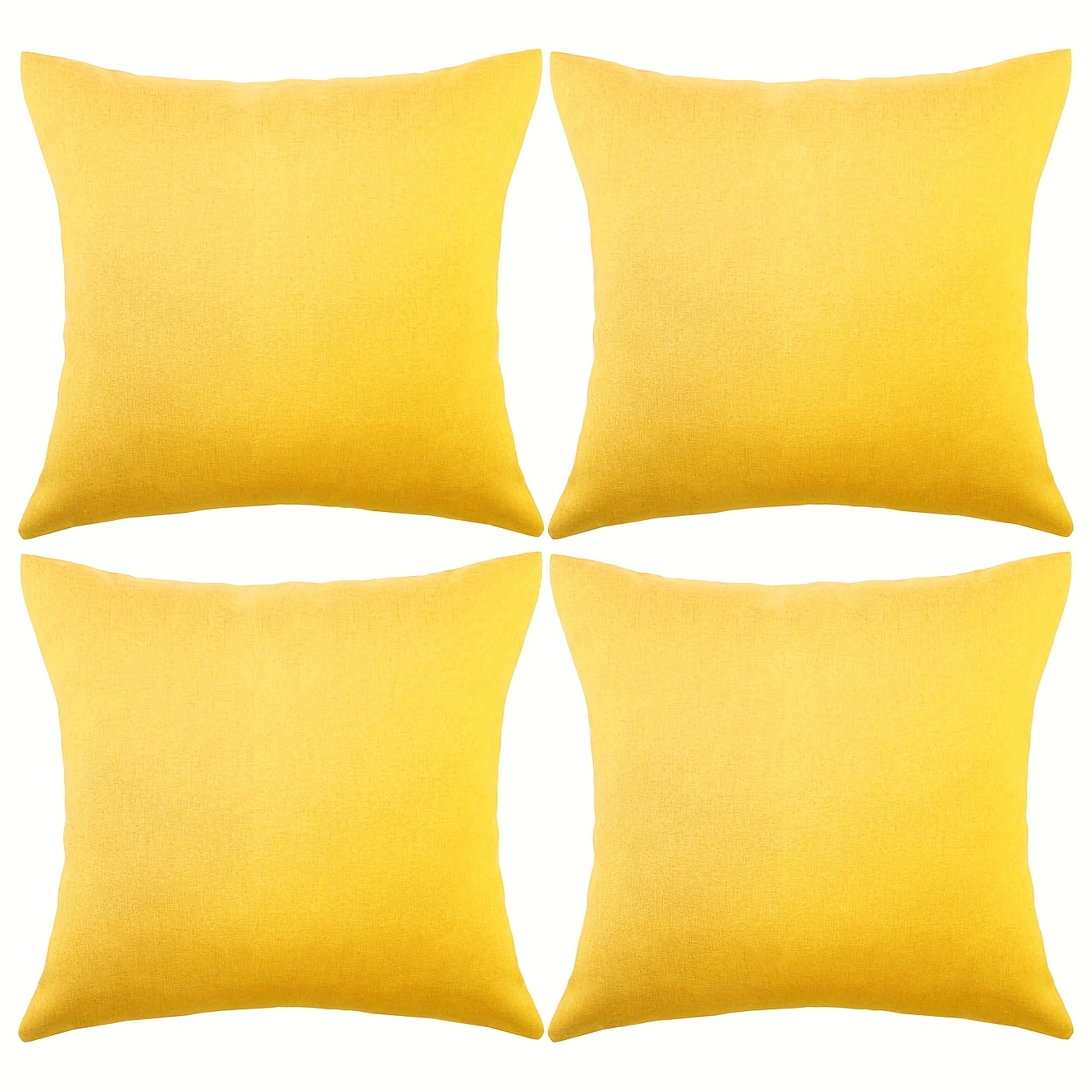 TEMU A Set Of 4 Yellow Solid Color Pillowcases, Size 18 Inches X 18 Inches, Bringing A Soothing Texture, Elegant And Comfortable, Very Suitable For