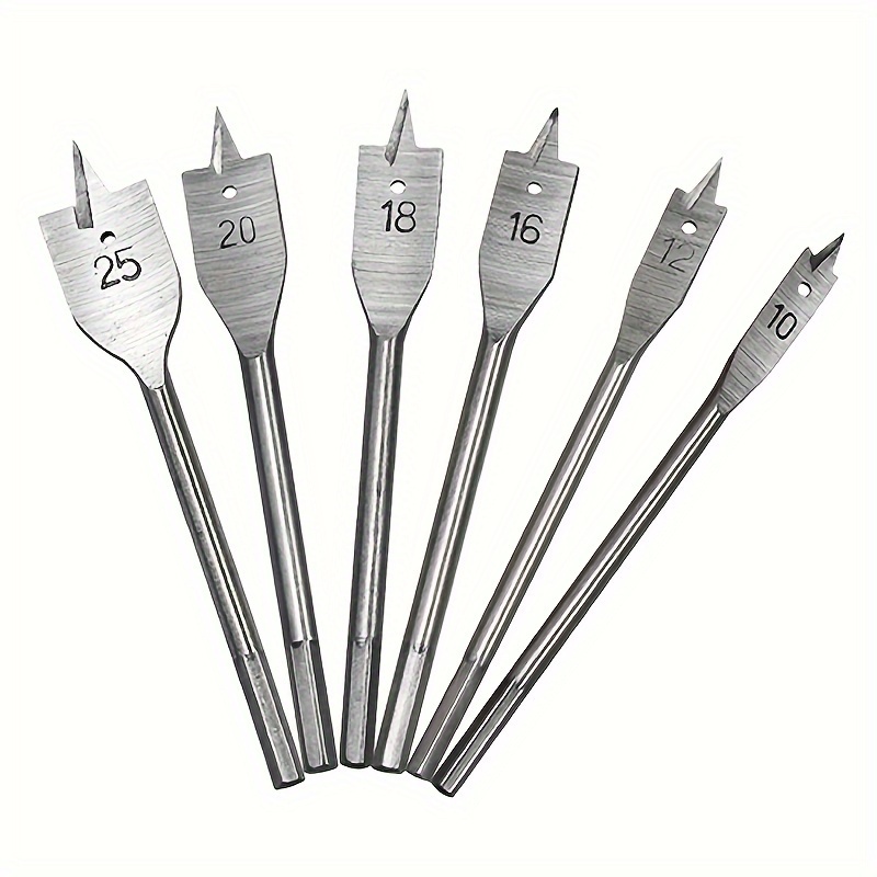 

6pcs Three-pointed Woodworking Flat Drill Woodworking Drill, Hexagonal Handle Hole Opener Set, Flat Drill Bit Wood Plate Punch