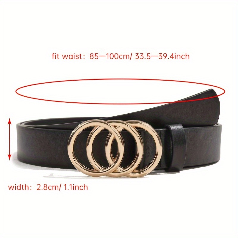 TEMU 1 pz, Cintura in PU con fibbia a trianello, Cintura da con fibbia a tri- in per jeans, Fibbia classica