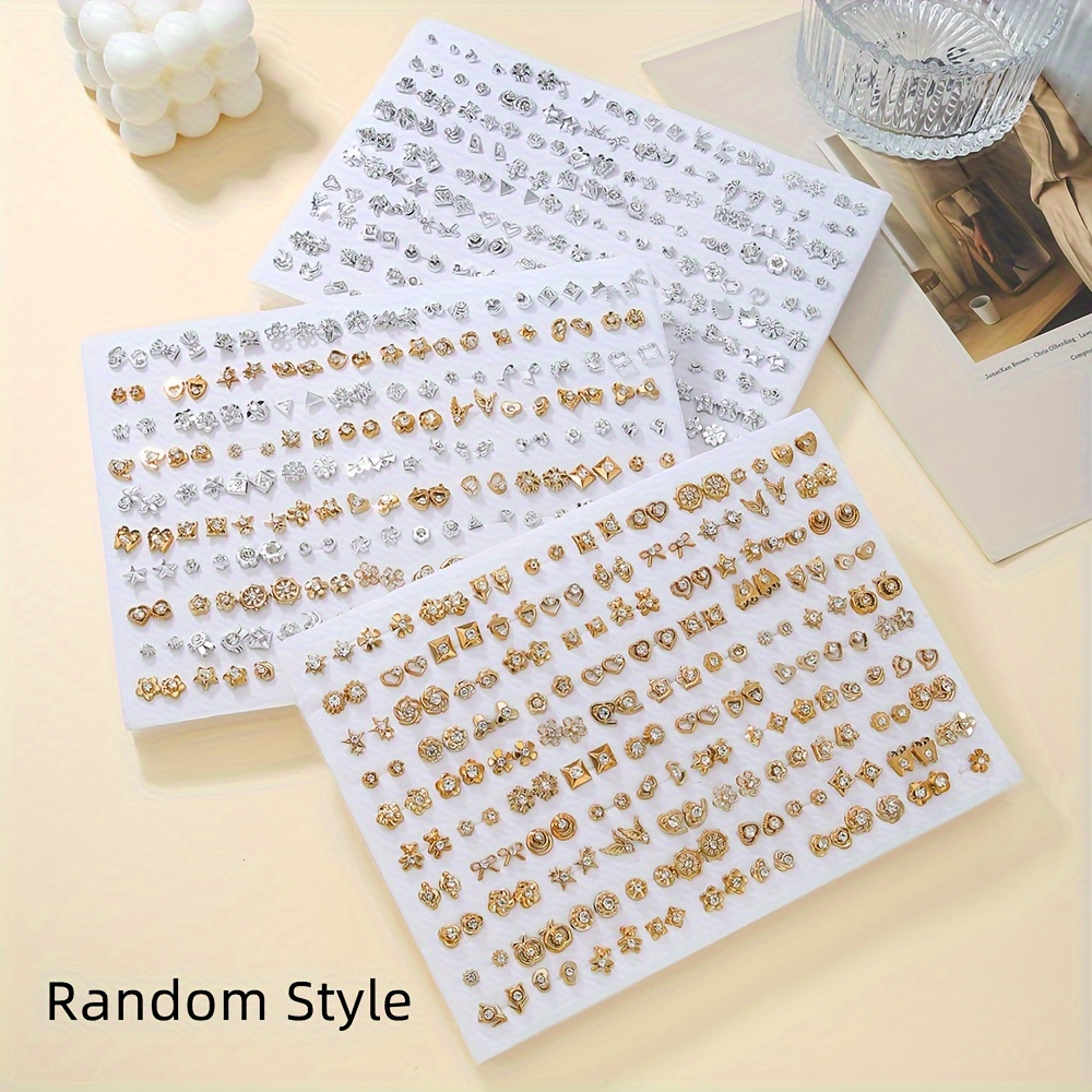 

(random Style) 200pcs Set Of Exquisite And Elegant , Element Earrings And Earrings Large Set, Fashionable Women's Party, Music Festival Party, Multiple Sets Of Earrings, Gifts For And Girlfriends