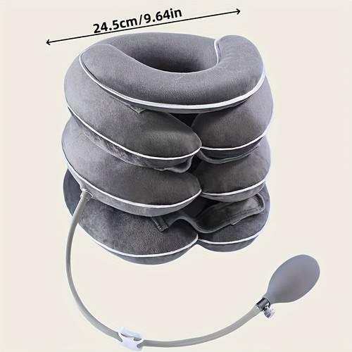 4 level adjustable inflatable neck stretcher with cervical brace breathable and washable 4 level settings soft and sturdy design hand washable and