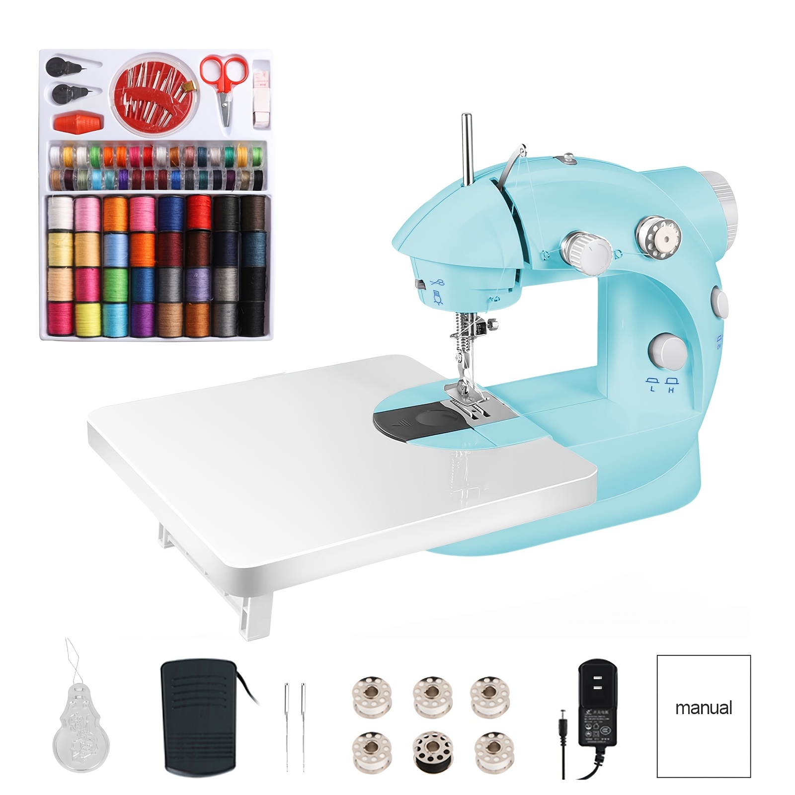 Portable Mini Electric Sewing Machine Led Light 2 Speed