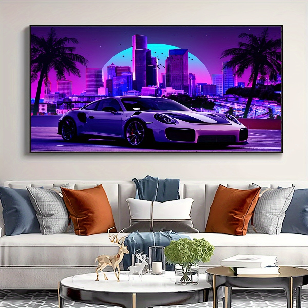 

1pc Unframed Canvas Poster, Modern Art, Cyberpunk Night View Sports Car Wall Art, Ideal Gift For Bedroom Living Room Corridor, Wall Art, Wall Decor, Winter Decor, Room Decoration