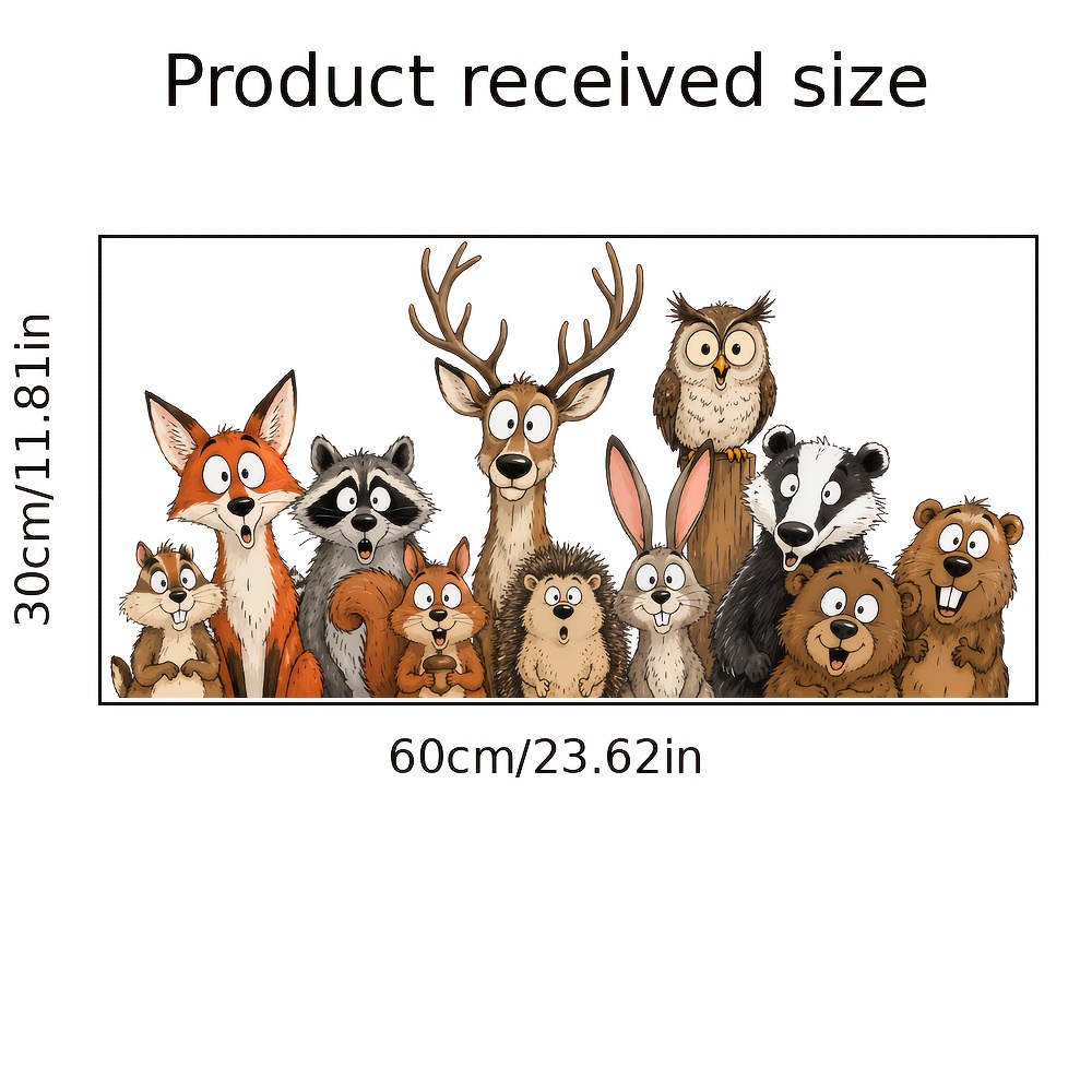 TEMU Adesivo decorativo 2D piatto, decorazione fauna selvatica della foresta americana disegnata a con volpe, , gufo, procione e animali ,