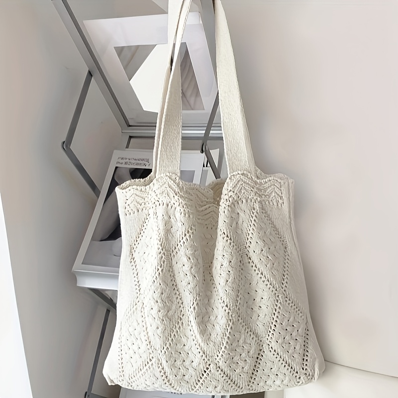 TEMU Sac à main et sac tricoté au crochet style vacances à de couleur