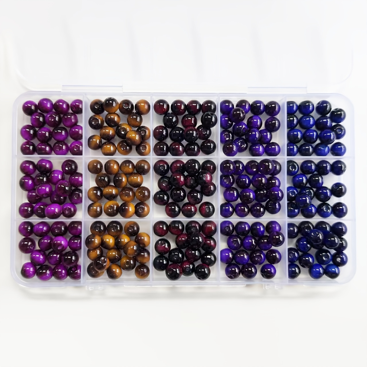 TEMU 225 pièces de d'œil de tigre de 8 mm, emballées dans une boîte pour un rangement facile. Parfait pour les amateurs de bricolage pour créer des