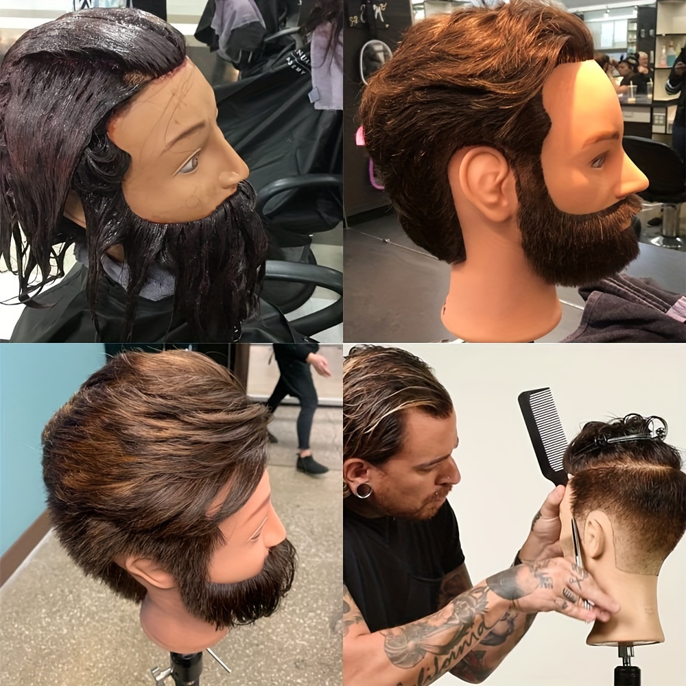 

Barber Head With Beard Hair Men Training Manikin Cosmetology Doll Head Short Hair Cutting